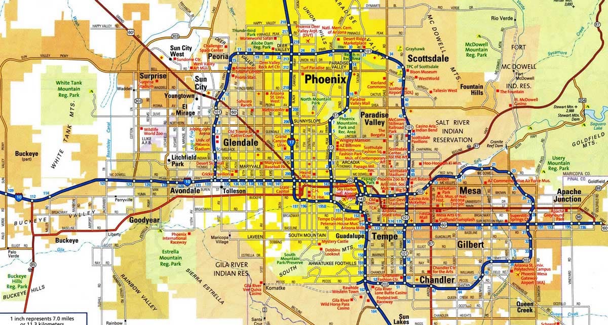 Map of the Phoenix metro area showing the cities Pets At Peace serves for in-home pet euthanasia